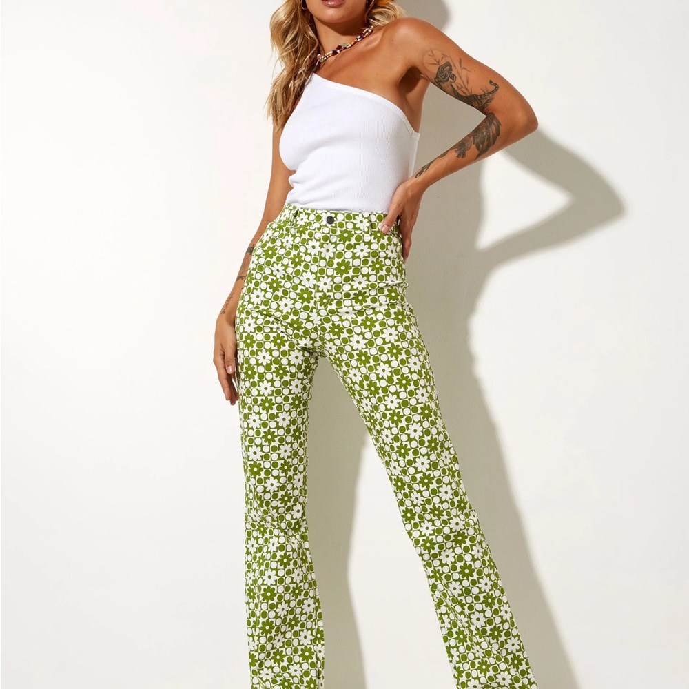 Green Floral Pants